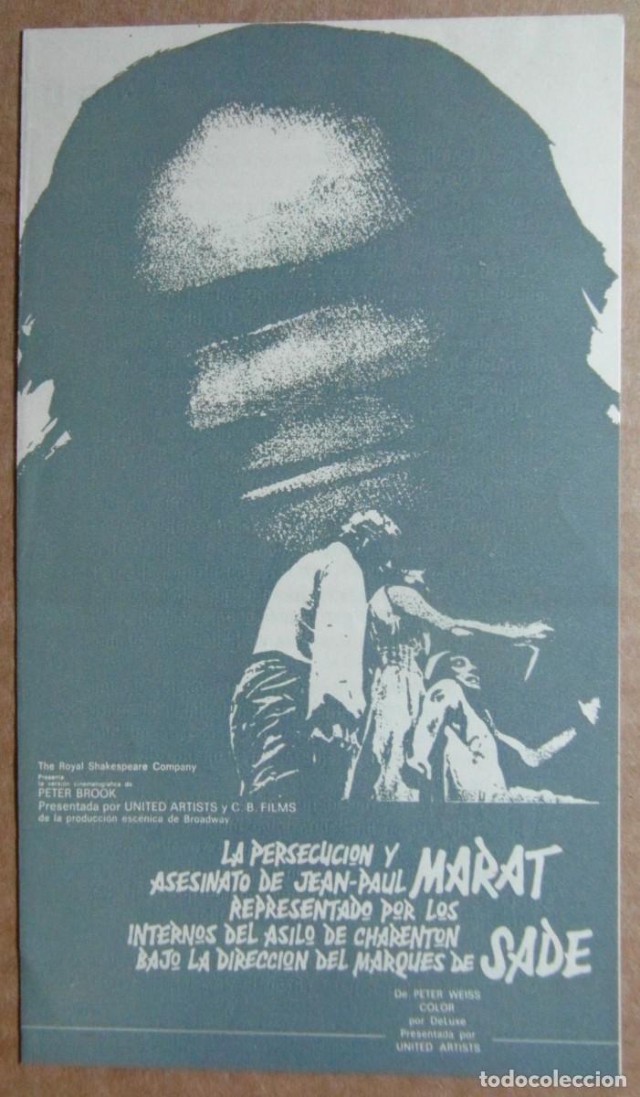Cinema: *Marat Sade* Cine Balmes, Barcelona 1968. D&iacute;ptico 108x191 mm.