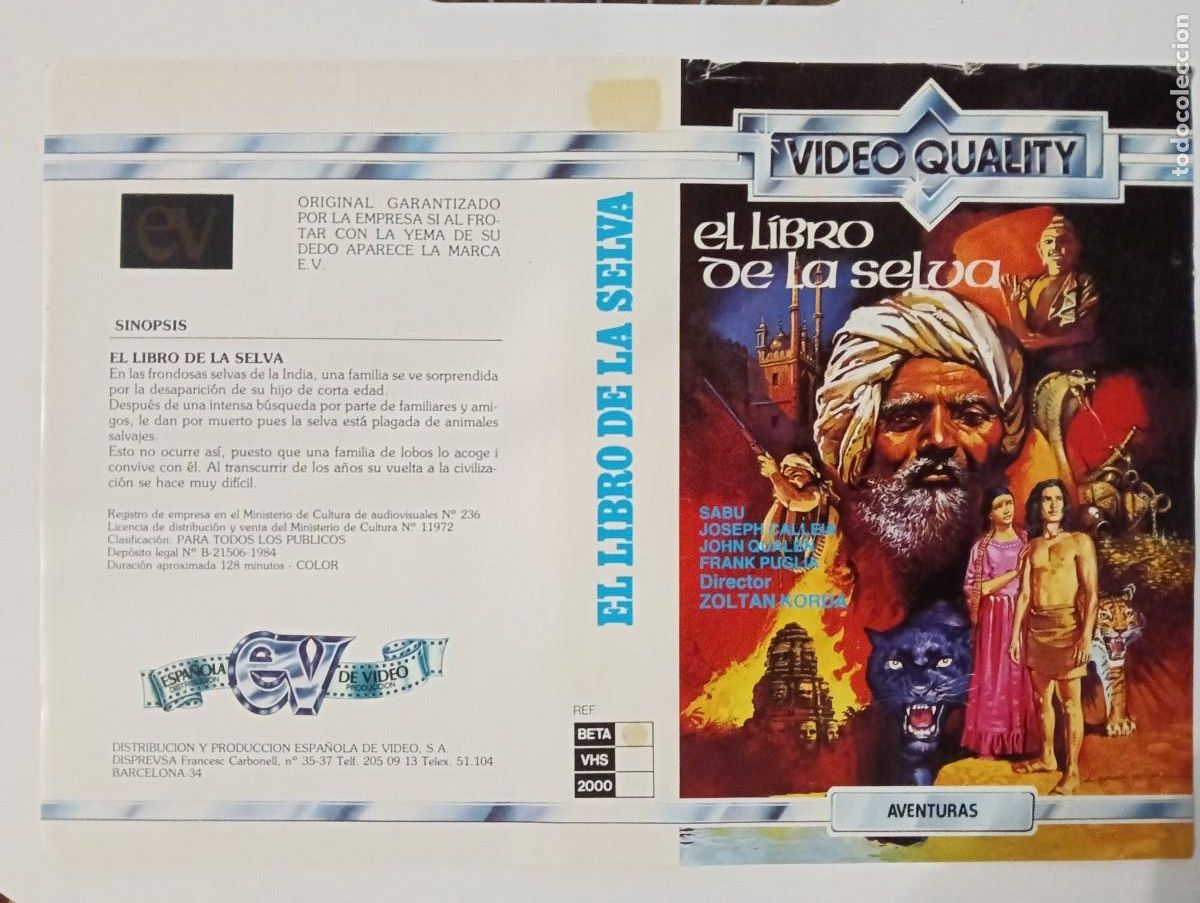 Cine: SUBASTA CARATULAS 83 - EL LIBRO DE LA SELVA EV BETA - Foto 1