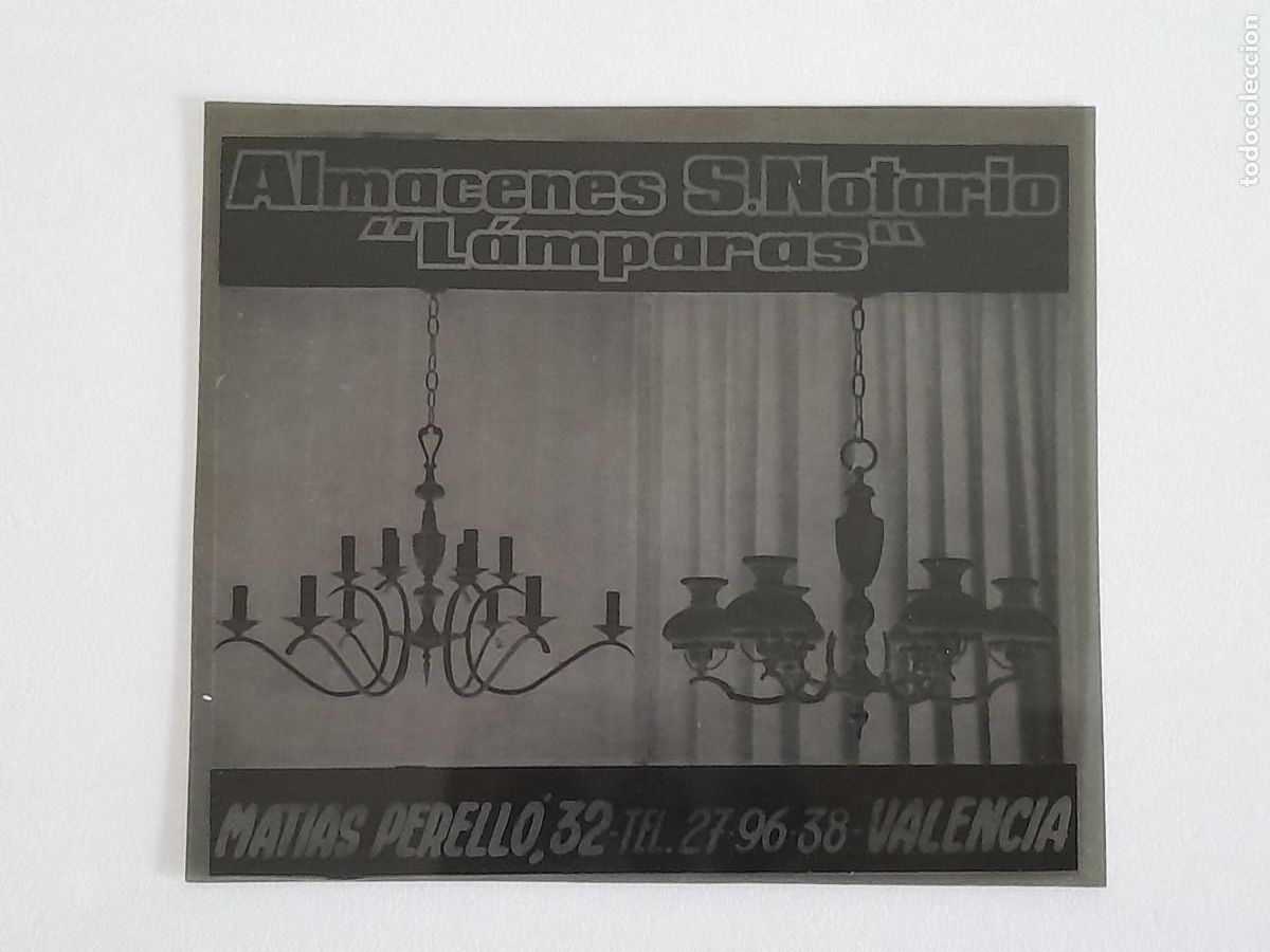 Cinema: ANTIGUA PUBLICIDAD DIAPOSITIVA ORIGINAL PROYECCIONES SALAS CINE LAMPARAS NOTARIO VALENCIA RV 6