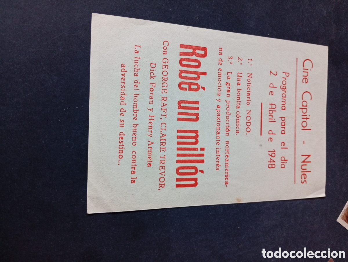 Cine: Programa de cine,capitol Nules 1948 - Foto 2
