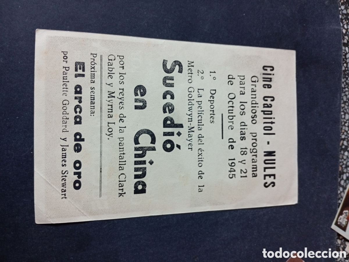 Cine: Programa de cine,capitol Nules 1945 - Foto 2