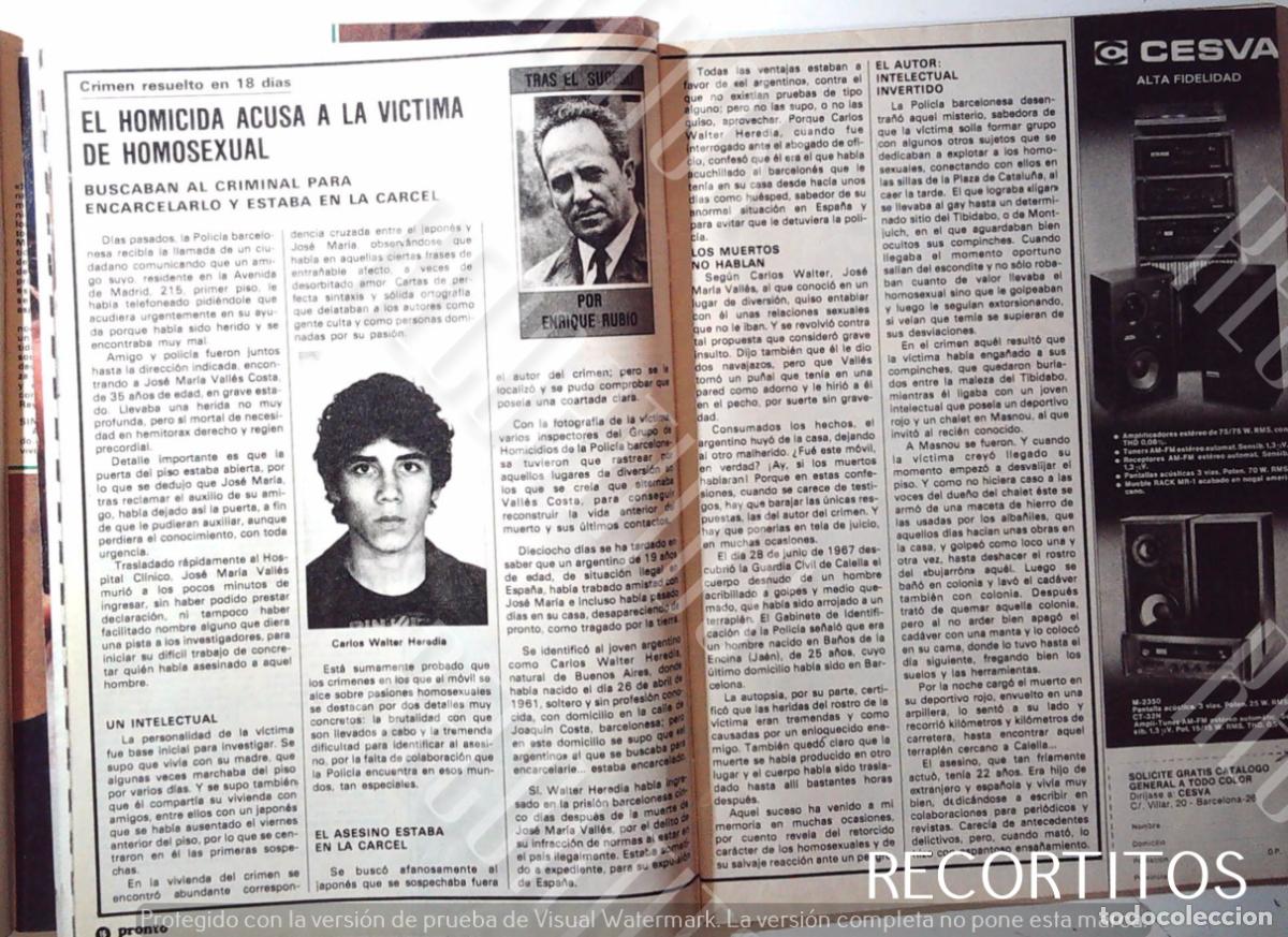 Cinema: CARLOS WALTER HEREDIA ASESINO A JOSE MARIA VALLES COSTA POR SER HOMOSEXUAL