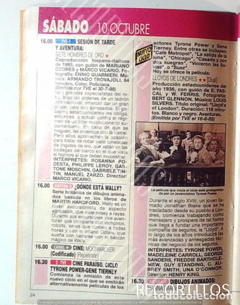 Cinema: LLOYDS DE LONDRES TYRONE POWER MADELEINE CARROLL