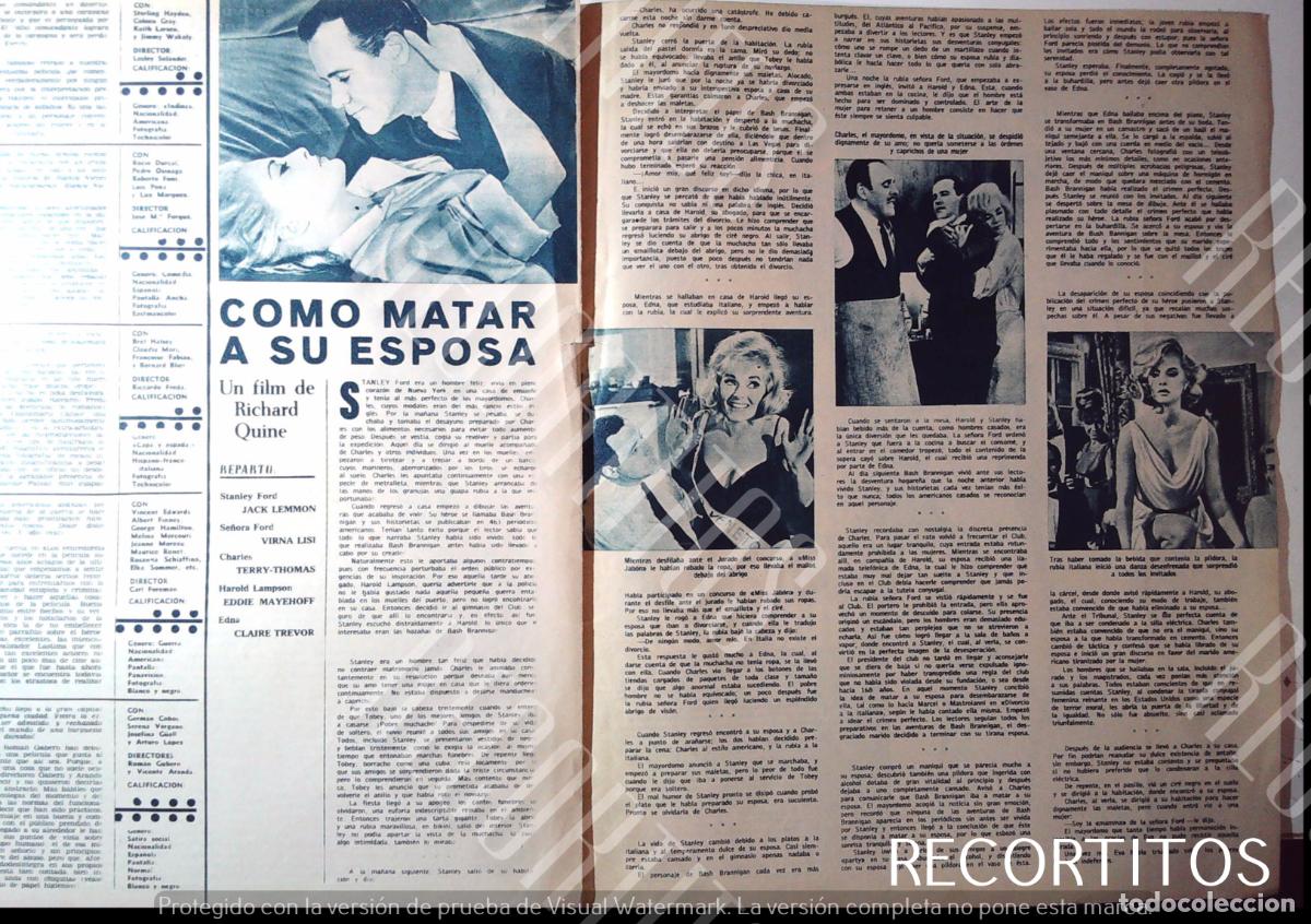 Cinema: COMO MATAR A SU ESPOSA JACK LEMMON VIRNA LISI TERRY THOMAS EDDIR MAYEHOFF CLAIRE TREVOR