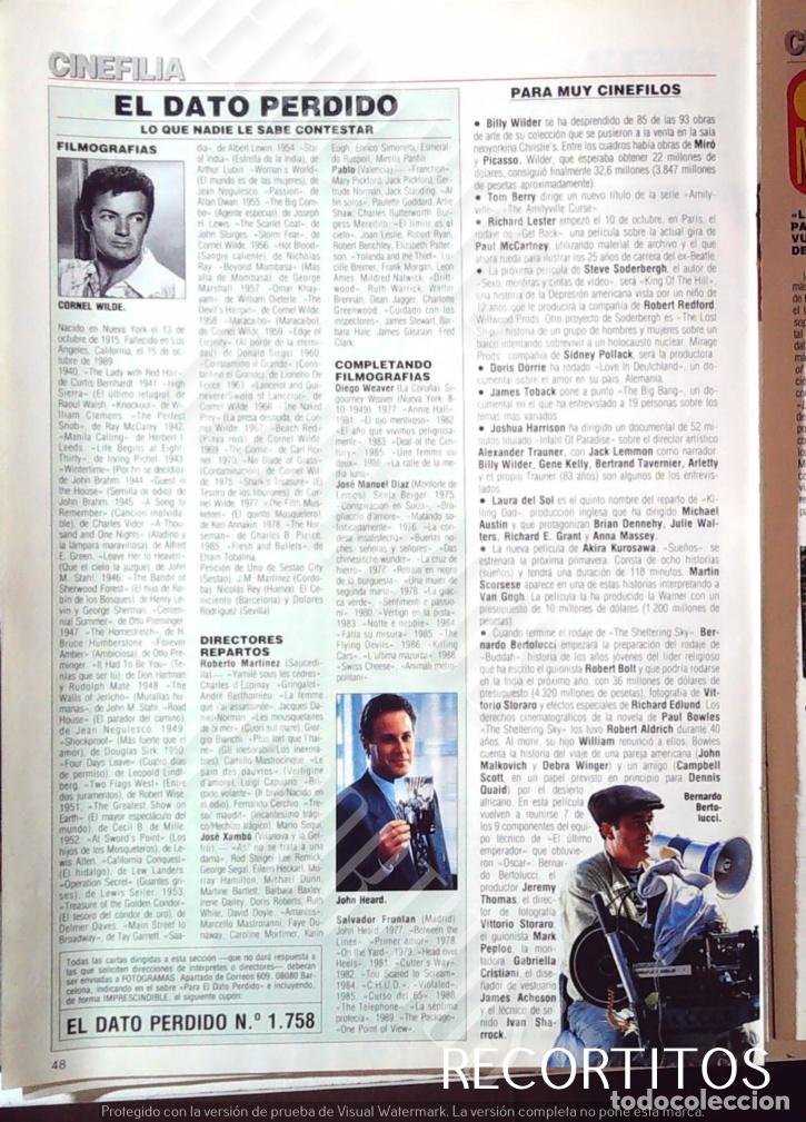 Cine: CORNEL WILDE JOHN HEARD BERNARDO BERTOLUCCI - Foto 1
