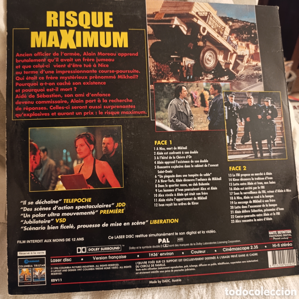 Cine: LaserDisc&nbsp;de la pel&iacute;cula de acci&oacute;n de 1996&nbsp;&rdquo;Risque Maximum&rdquo;&nbsp; - Foto 2