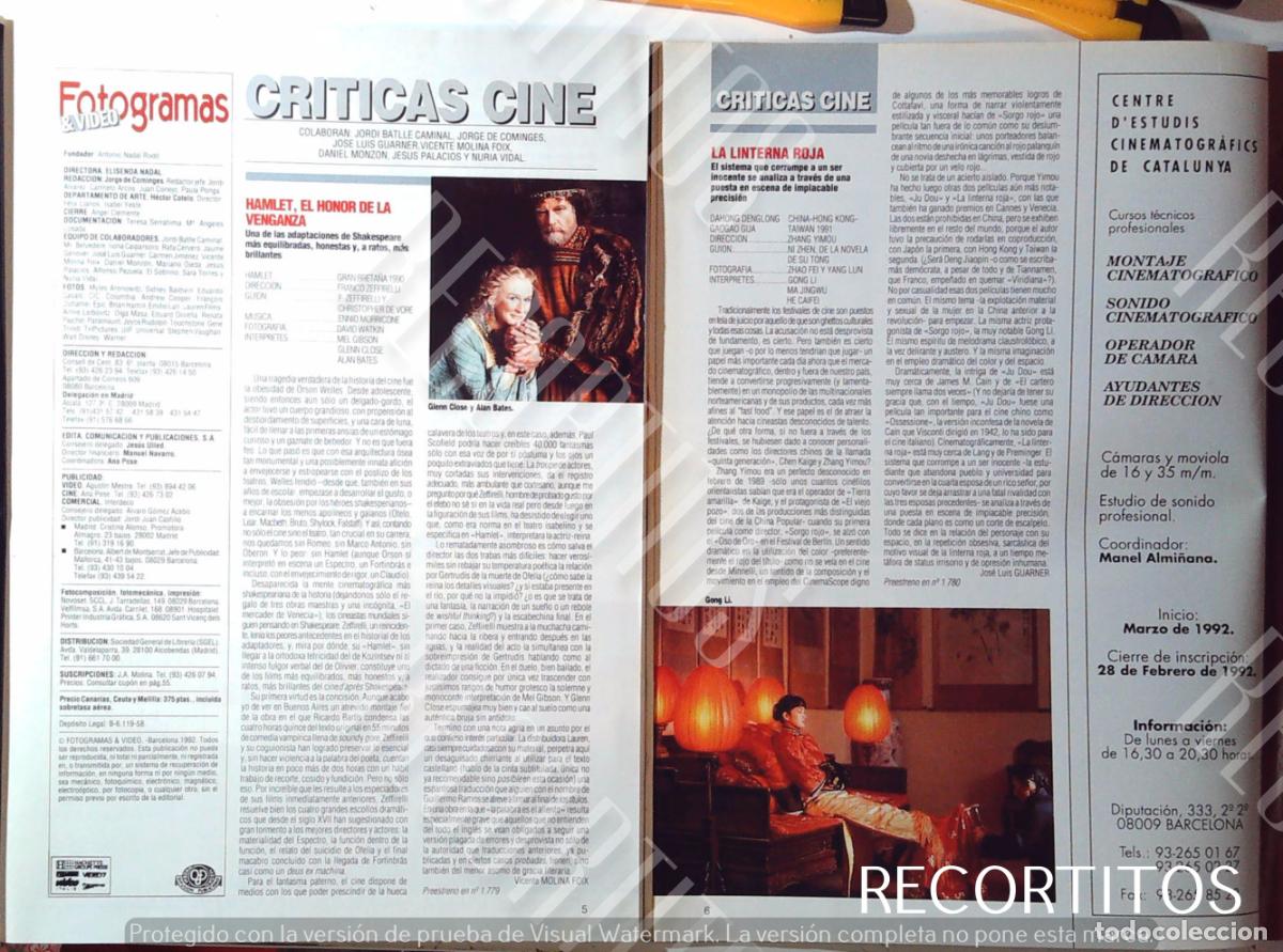 Cine: HAMLET GLENN CLOSE ALAN BATES LA LINTERNA ROJA - Foto 1