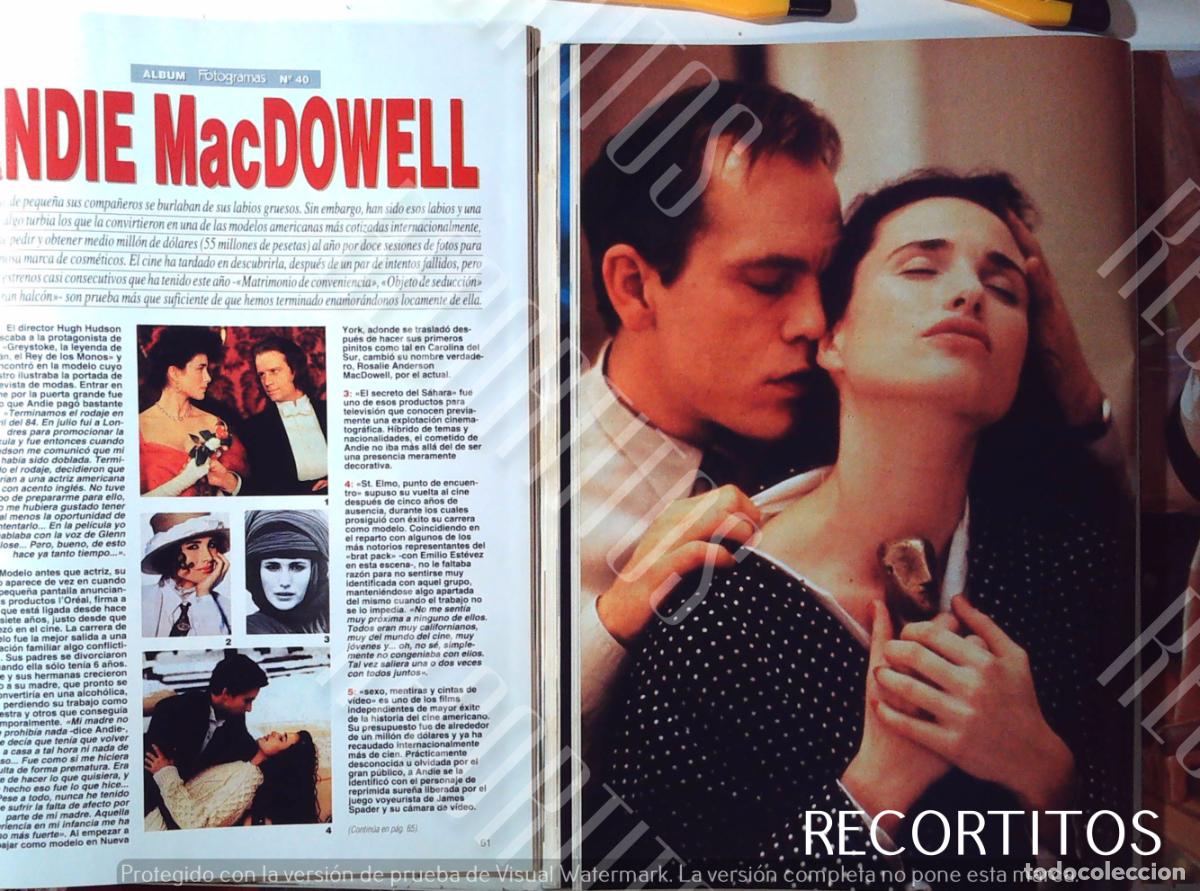 Cine: ANDIE MACDOWELL BRUCE WILLIS CHRISTOPHER LAMBERT DON JOHNSON MICKEY ROURKE - Foto 1