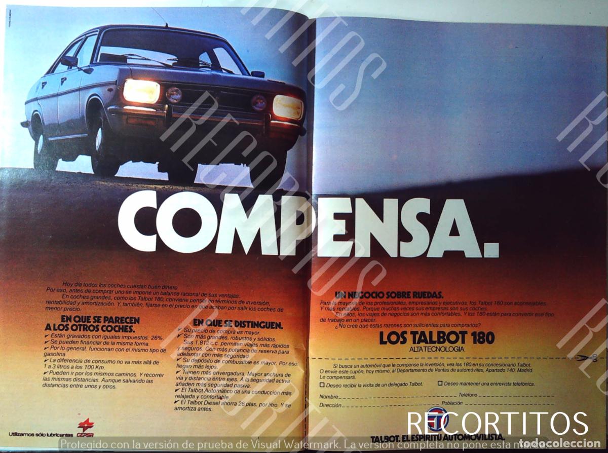 Cine: TALBOT 180 ANUNCO PUBLICIDAD - Foto 1