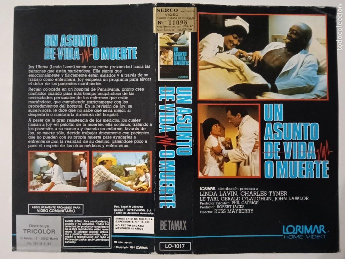 Cine: SUBASTA MARZO - CARATULA - UN ASUNTO DE VIDA O MUERTE LORIMAR BETA