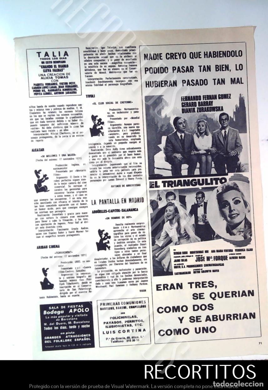 Kino: EL TRIANGULITO FERNANDO FERNAN GOMEZ GERARD BARRAY DIANIK ZURAKOWSKA JOSE MARIA FORQUE