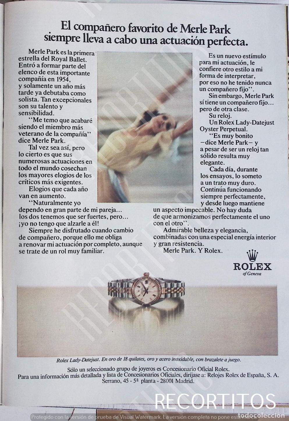 Cine: rolex reloj anuncio publicidad MERLE PARK