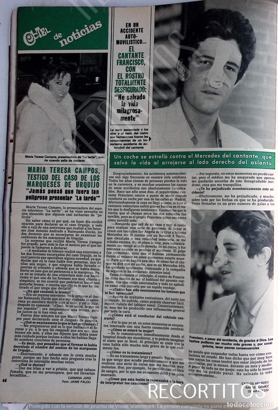 Cine: MARIA TERESA CAMPOS LOS MARQUESES DE URQUIJO ASESINATO CANTANTE FRANCISCO DESFIGURADO