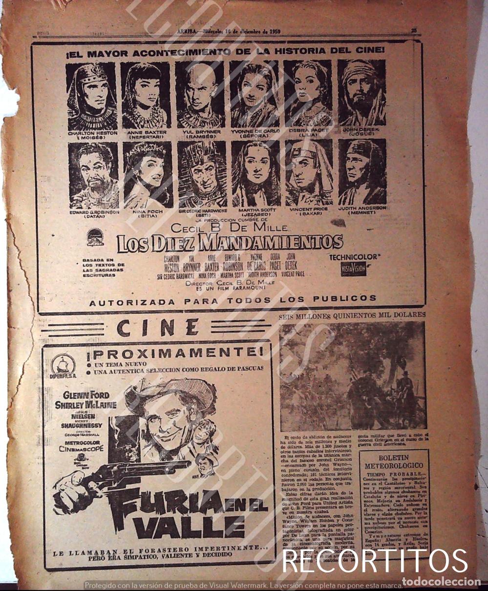 Cinema: los diez mandamientos charlton heston anne baxter yul brynner edward g robinson yvonne GLENN FORD
