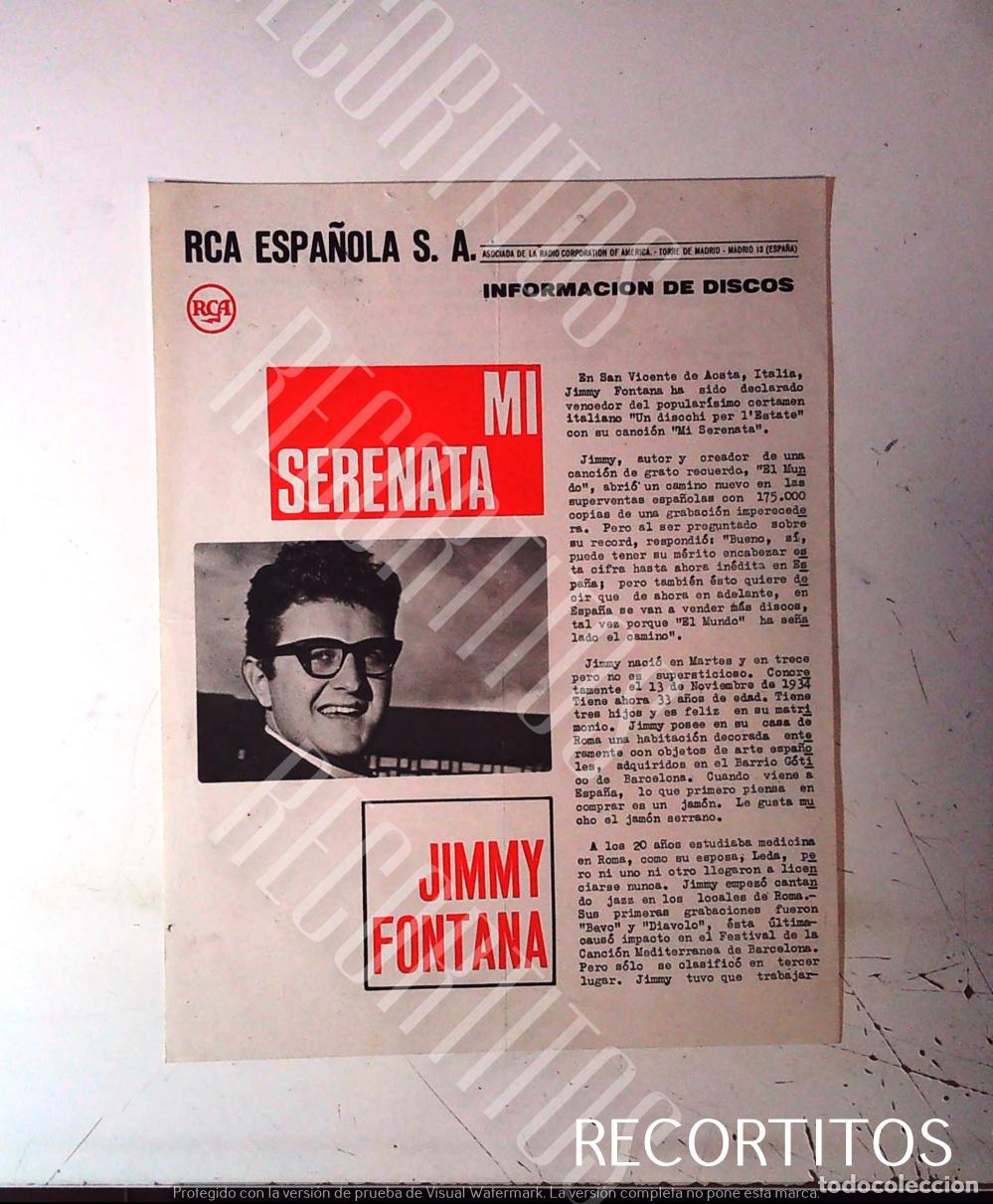 Cin&eacute;ma: JIMMY FONTANA MI SERENATA RCA ESPA&Ntilde;OLA SA