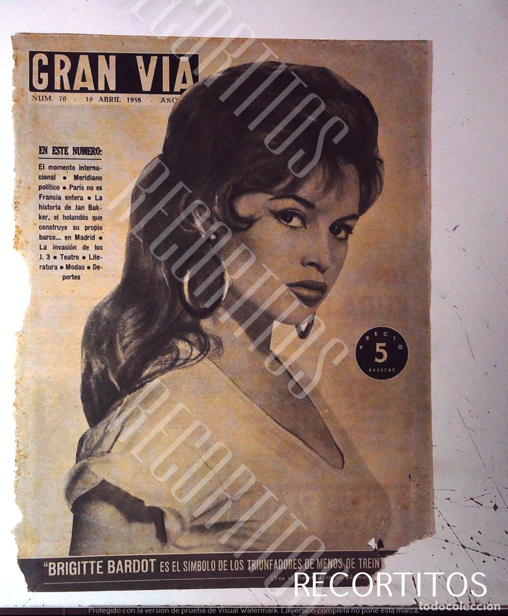 Cin&eacute;ma: RECORTE PORTADA 1958 BB BRIGITTE BARDOT