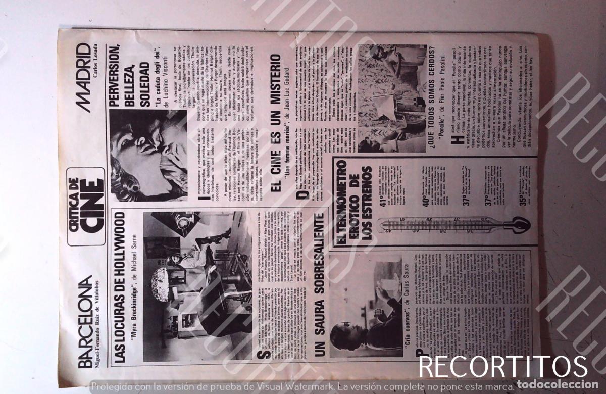 Cine: PORCILE PIER PAOLO PASOLINI ANA TORRENT CARLOS SAURA CRIA CUERVOS