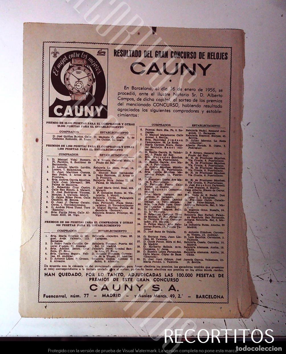 Cine: CAUNY RELOJ COMUNION ANUNCIO PUBLICIADAD