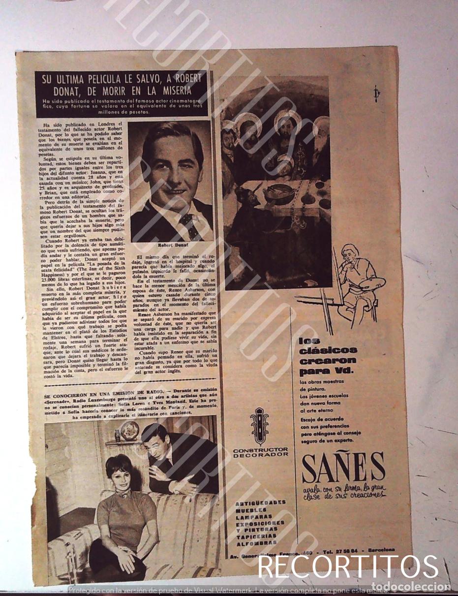 Cine: ROBERT DONATA SOFIA LOREN YVES MONTAND SA&Ntilde;ES