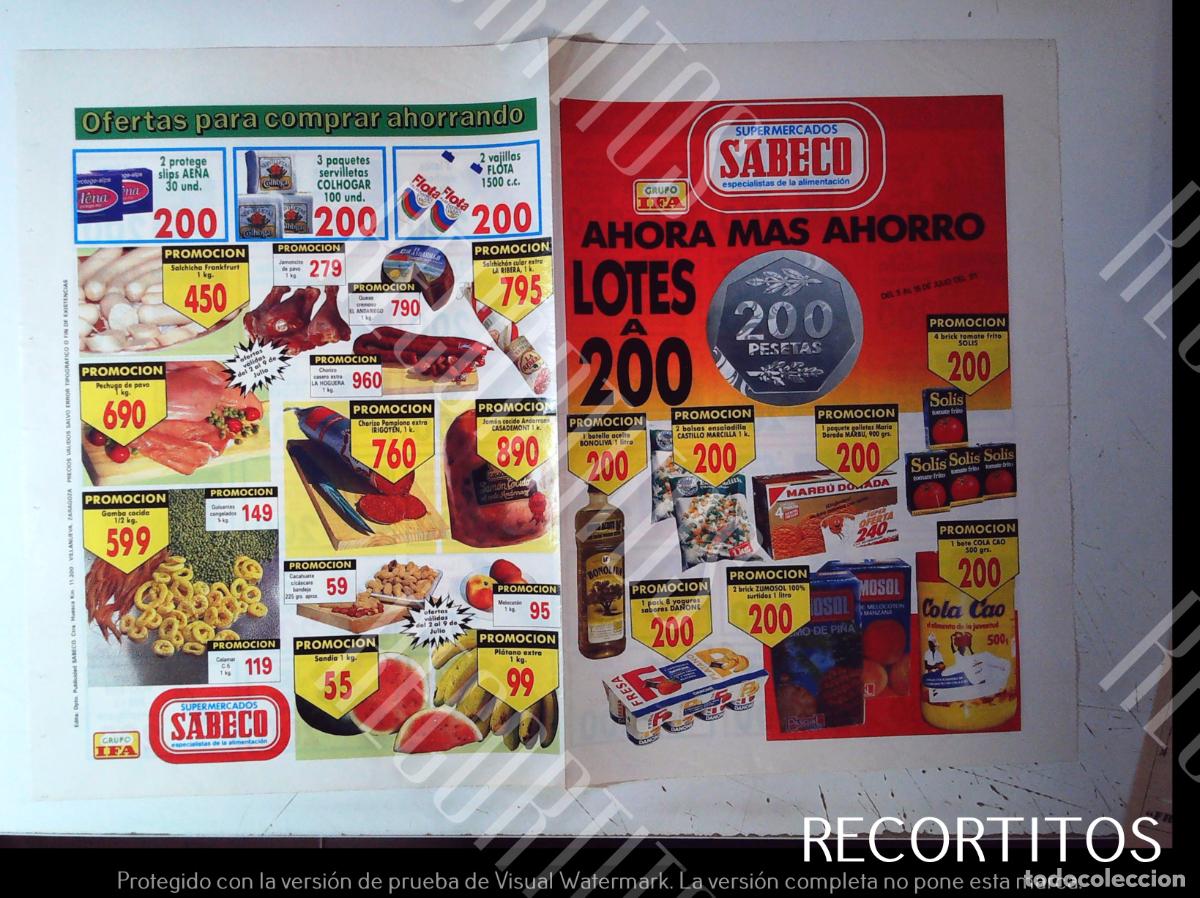 Cine: SUPERMERCADOS SABECO PESETAS COLA CAO COLACAO MARBU DORADA EVAX KAS CHIQUILIN