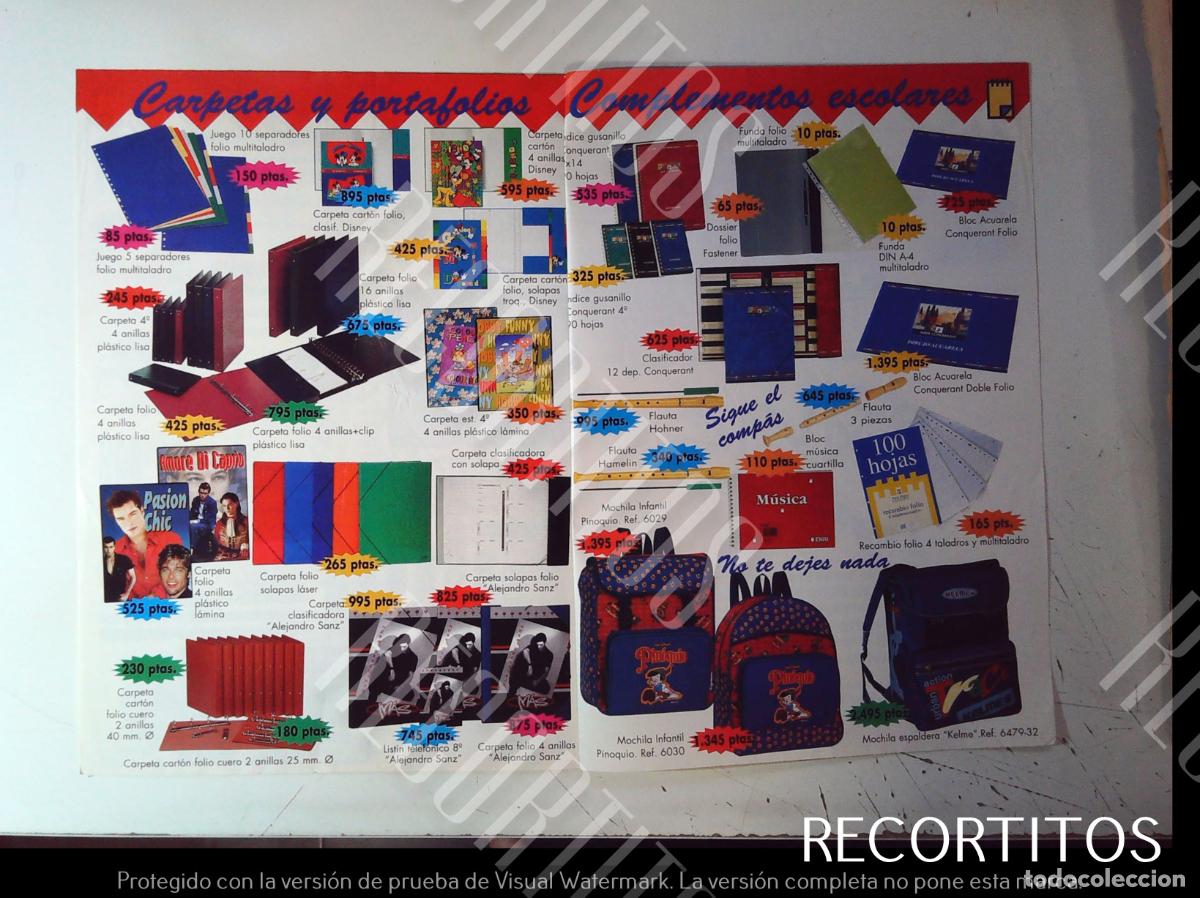 Cine: CATALOGO ESCOLAR 1998 99 ALEJANDRO SANZ CARPETAS CALCULADORAS RICKY MARTIN LEO DICAPRIO