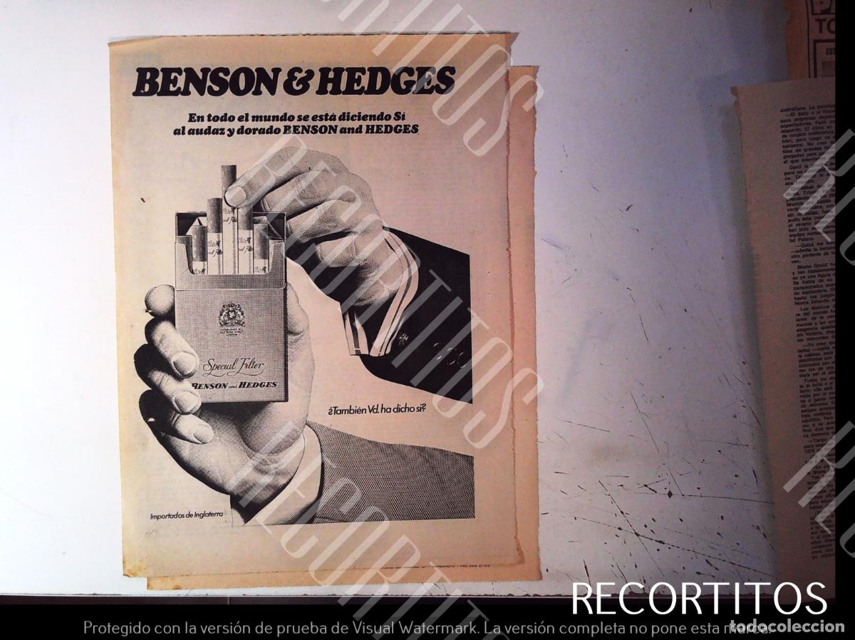 Cine: BENSON AND HEDGES TABACO CIGARRILLOS