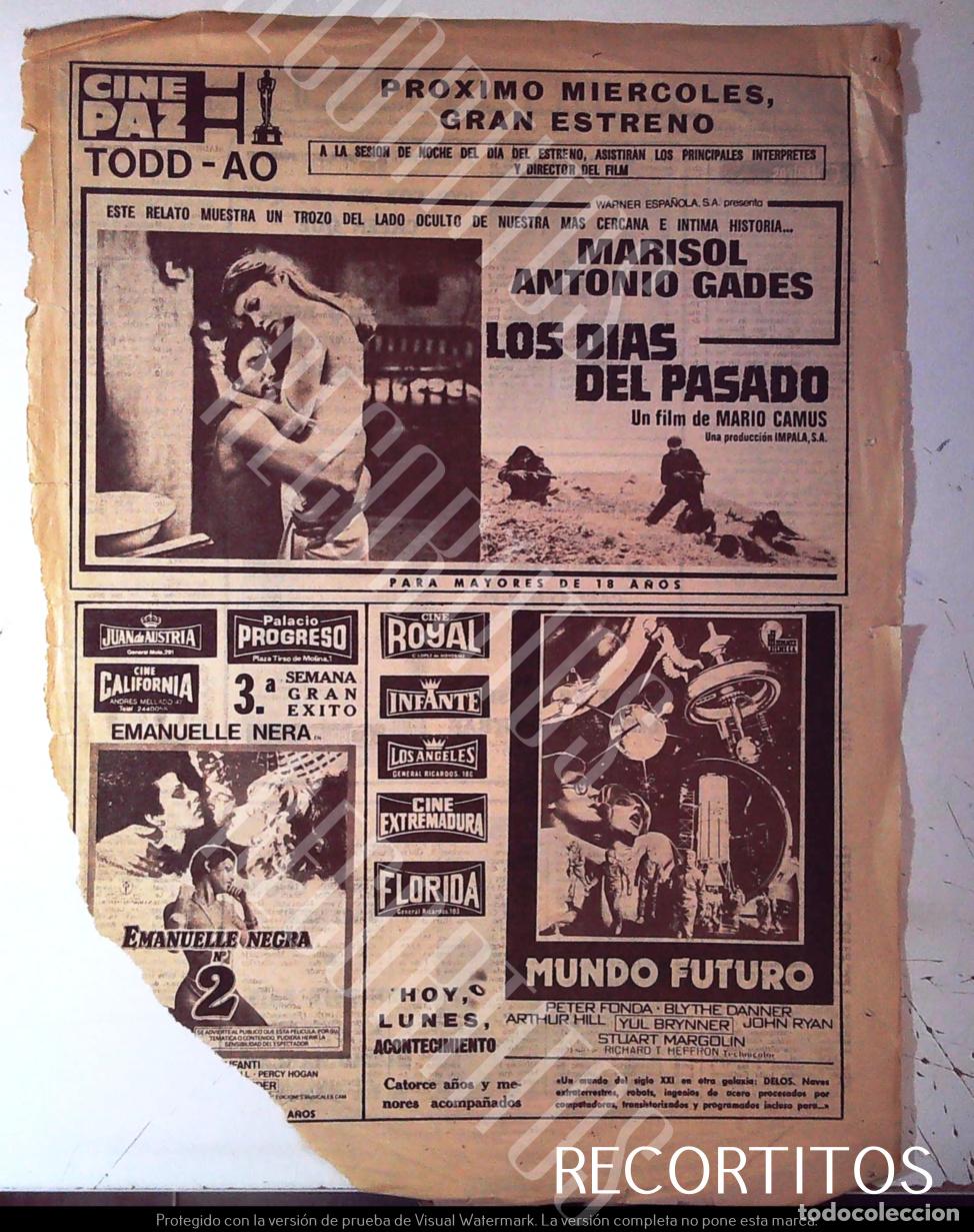 Cine: PEPA FLORES MARISOL LOS DIAS DEL PASADO ANTONIO GADES MUNDO FUTURO EMANUELLE NEGRA 2
