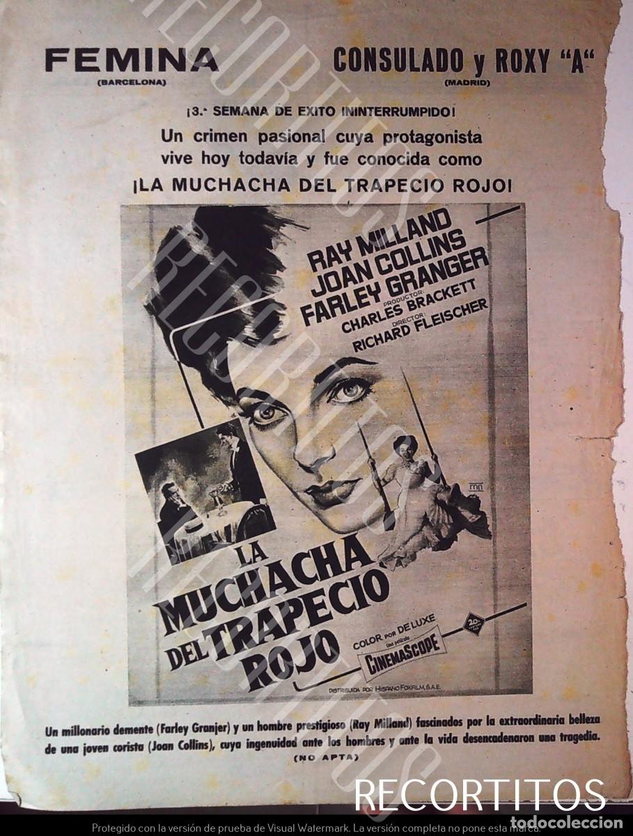 Cine: JOAN FONTAINE JOAN COLLINS FARLEY GRANGER LA MUCHCACHA DEL TRAPECIO ROJO