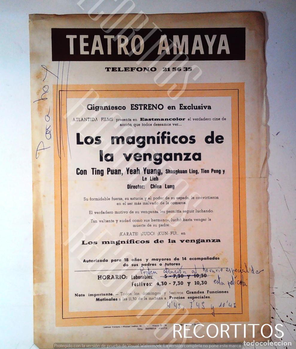 Cine: ESTRENO EN EL TEATRO AMAYA LOS MAGNIFICOS DE LA VENGANZA KARETE KUNG FU JUDO