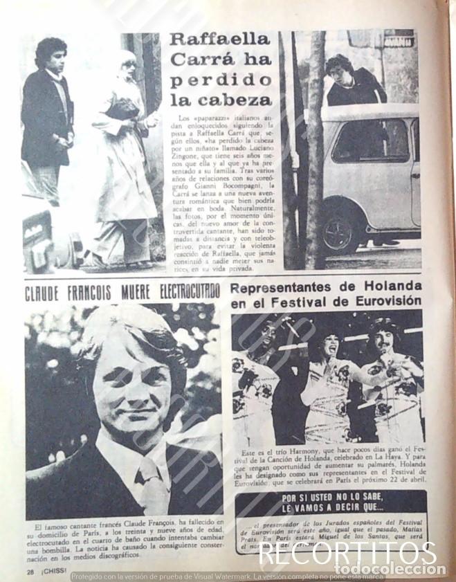 Cine: RAFFAELLA CARRA CLAUDE FRANCOIS MUERE ELECTROCUTADO HARMONY EUROVISION