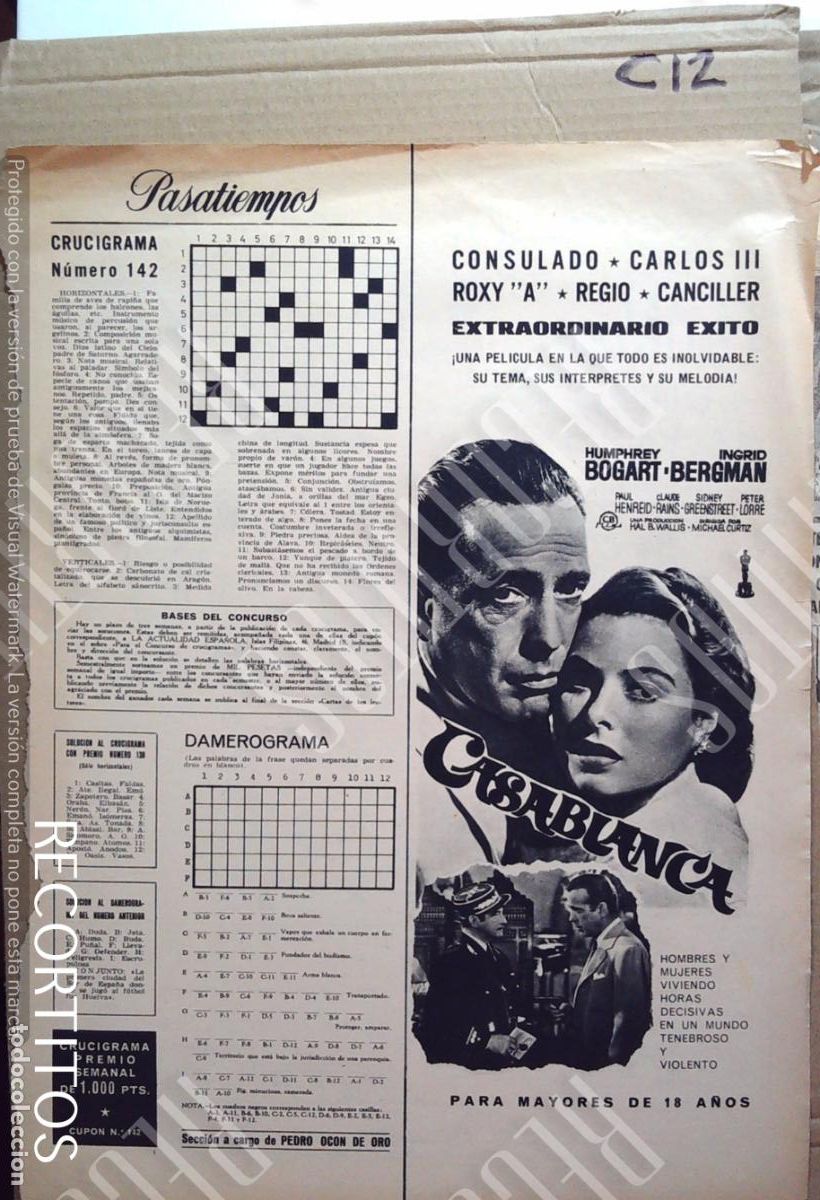 Cine: CASABLANCA INGRID BERGMAN HUMPHREY BOGART