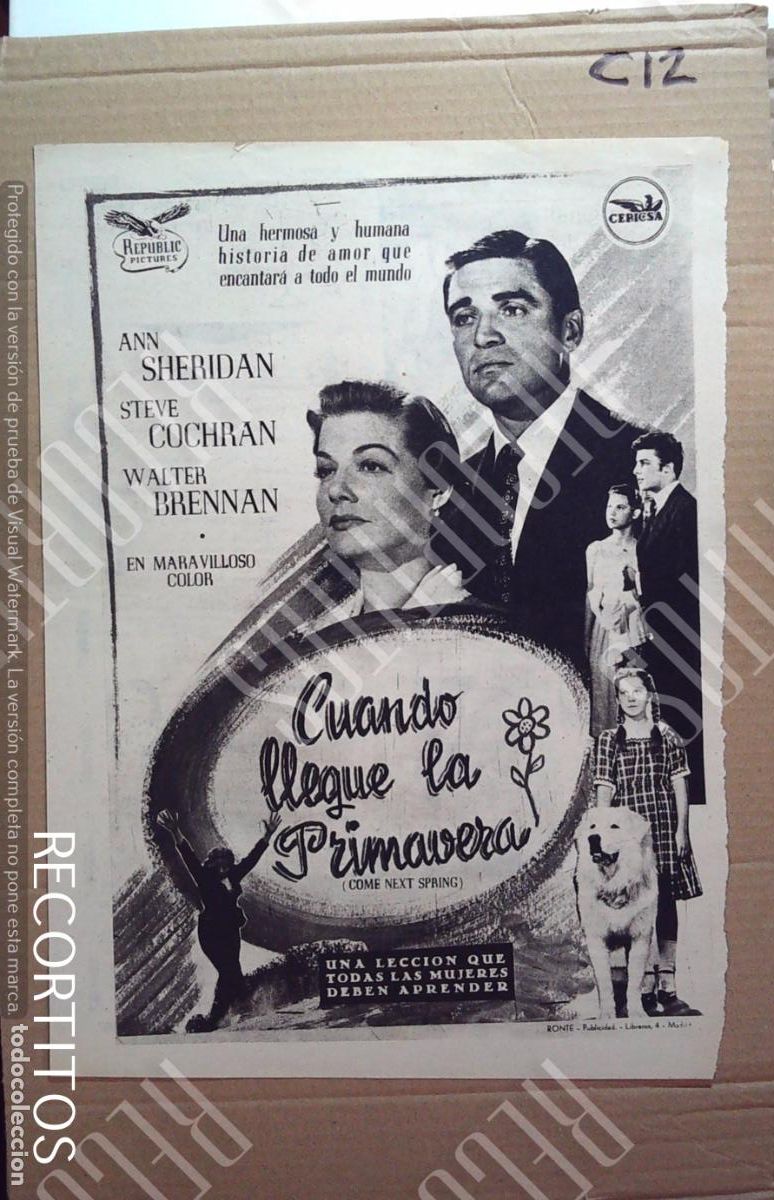 Kino: CUANDO LLEGUE LA PRIMAVERA ANN SHERIDAN STEVE COCHRAN WALTER BRENNAN
