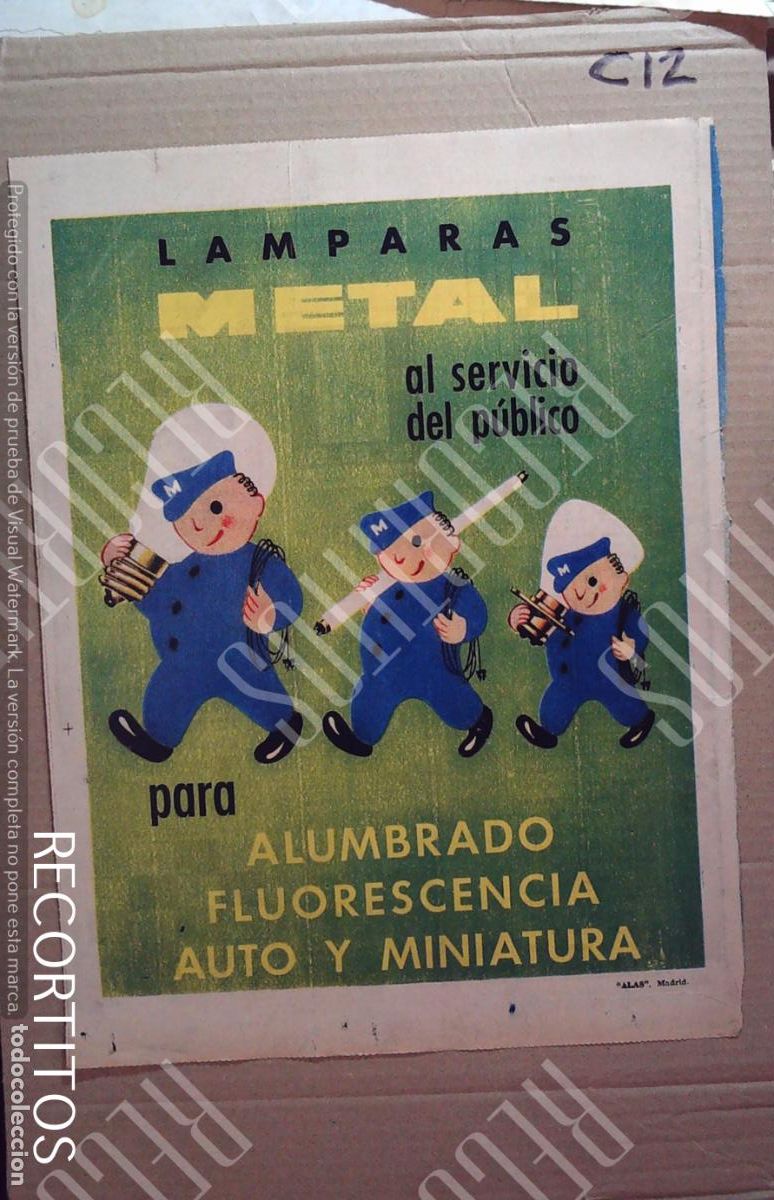 Cine: LAMPARA METAL ANUNCIO PUBLICIDAD