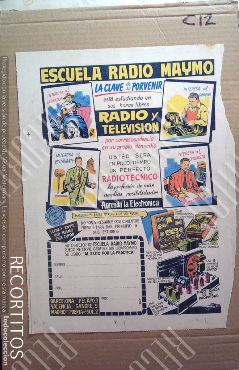 Cine: ESCUELA RADIO MAYMO ANUNCIO PUBLICIDAD