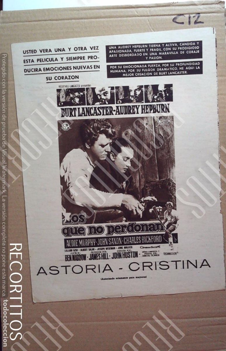 Cine: LOS QUE NO PERDONAN AUDREY HEPBURN BURT LANCASTER