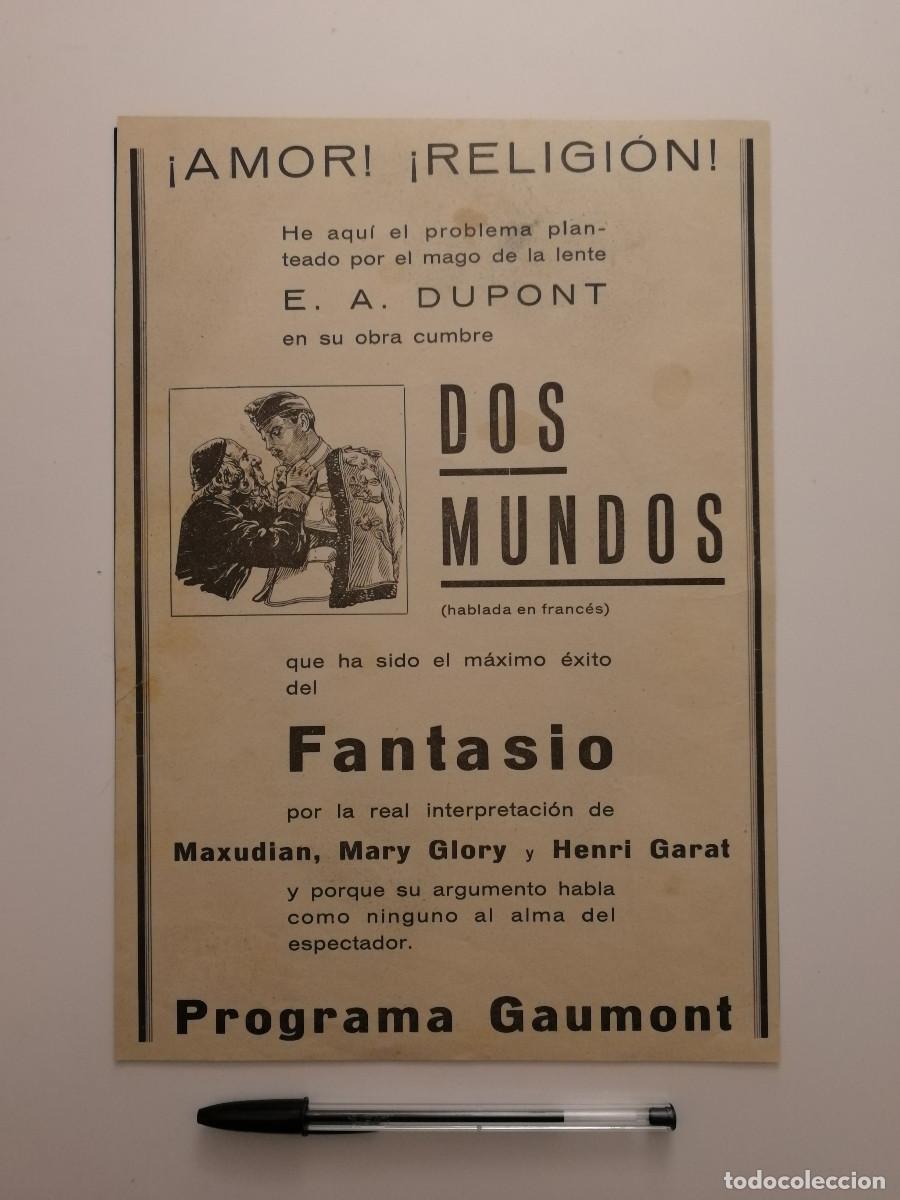 Cine: ANTIGUO ANUNCIO ENCARTONADO -A4- DOS MUNDOS - VARIET&Eacute; - Ewald Andr&eacute; Dupont - PUBLICIDAD LAMINA