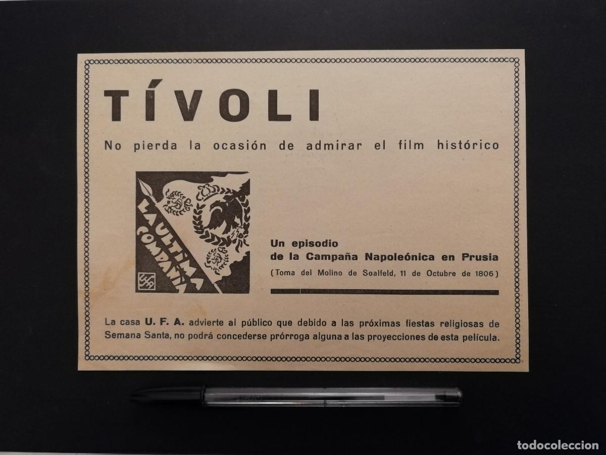 Cine: ANTIGUO ANUNCIO ENCARTONADO - LA ULTIMA COMPA&Ntilde;IA -TIVOLI -UFA CINE MUDO NAPOLEON - PUBLICIDAD LAMINA
