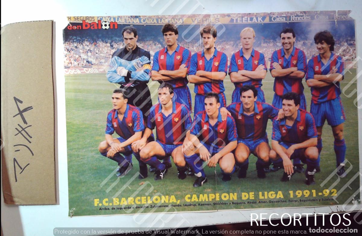 Cine: los crack de los noventa poster fc barcelona 91 92 zubizarreta guardiola amor nadal koeman