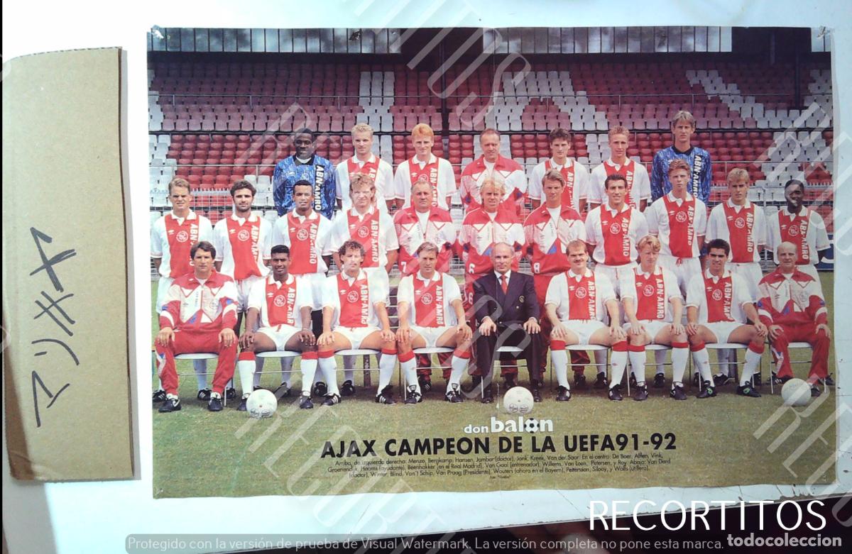 Cine: los crack de los noventa poster ajax campeon de la uefa 91 92