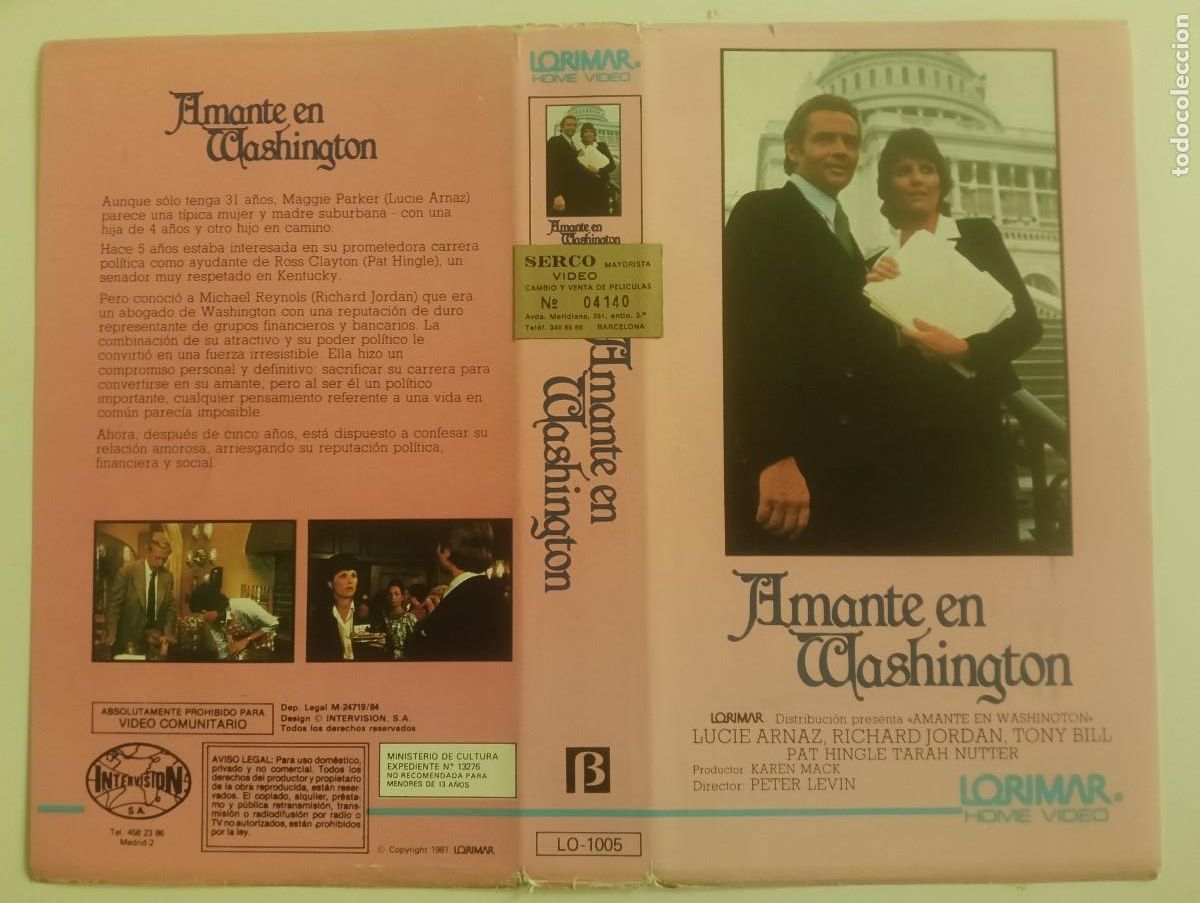 Cine: SUBASTA CARATULAS 002 - AMANTE EN WASHINGTON LORIMAR BETA