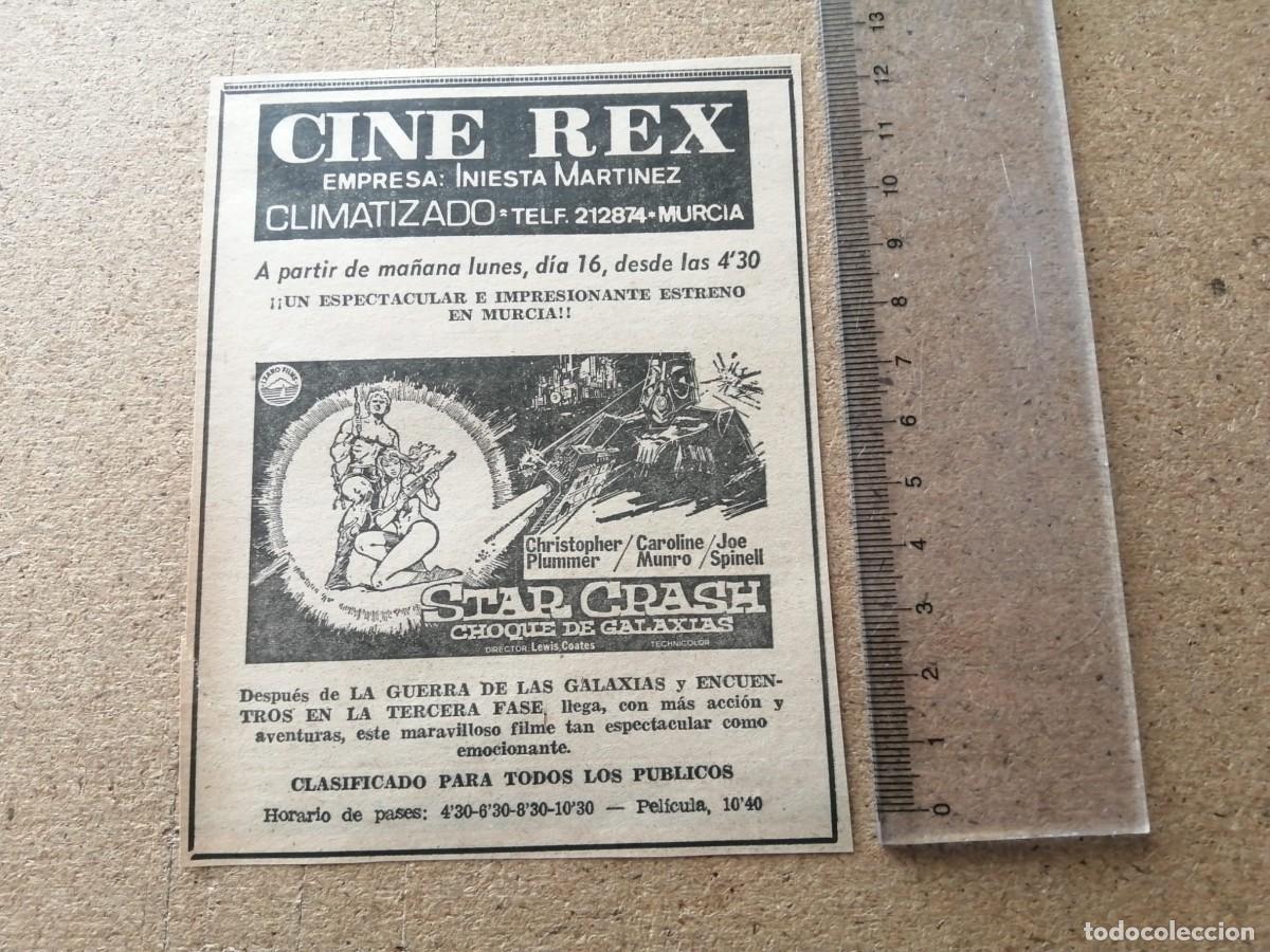 Cine: RECORTE PRENSA. PELICULA CHOQUE DE GALAXIAS (CINE REX, MURCIA)