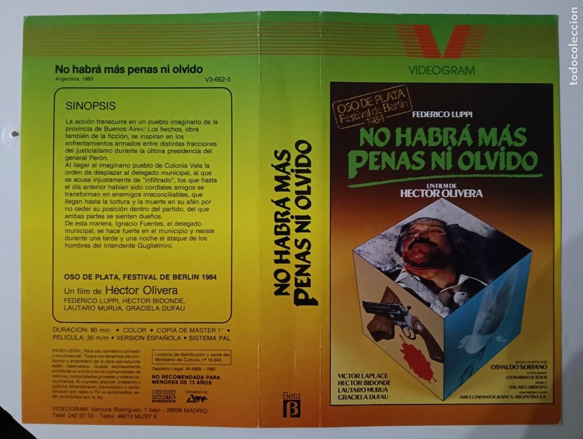 Cine: SUBASTA CARATULAS 035 - NO HABRA MAS PENAS NI OLVIDO VIDEOGRAM BETA