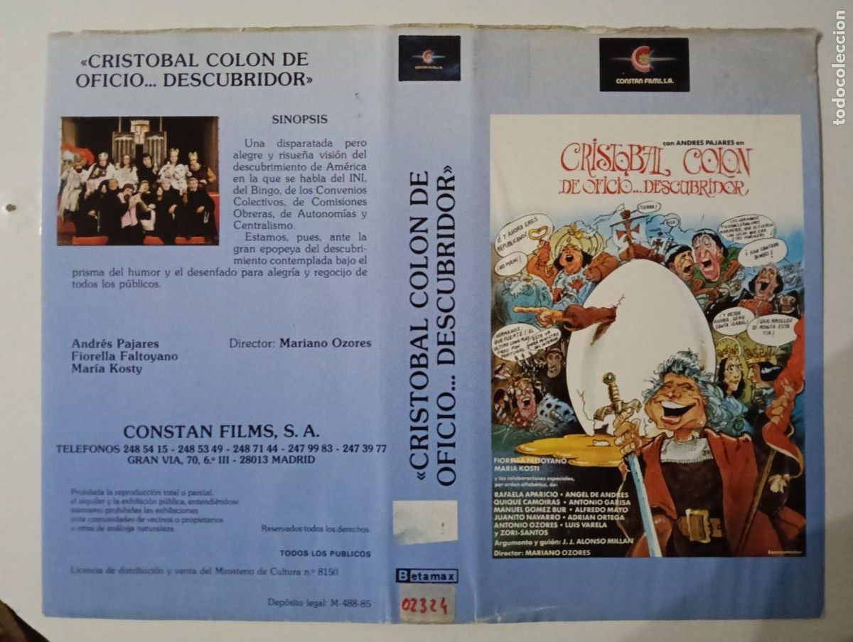 Cine: SUBASTA CARATULAS 043 - CRISTOBAL COLON DE OFICIO DESCUBRIDOR CONSTAN BETA