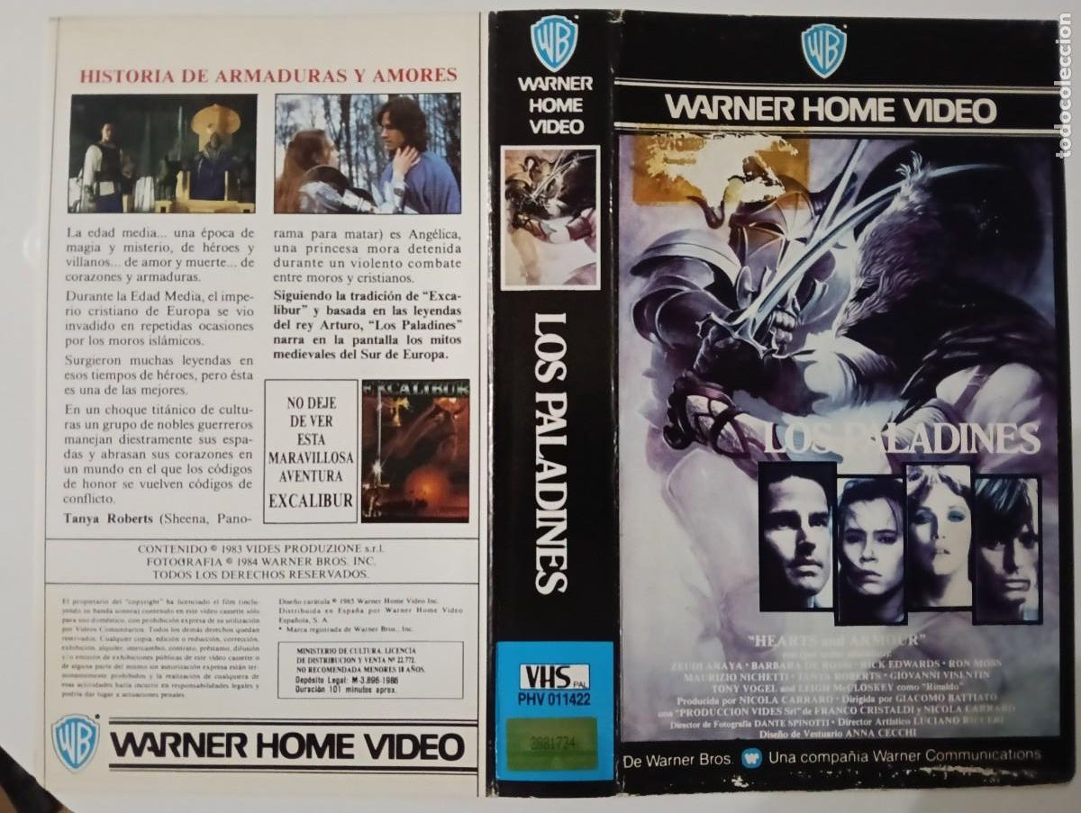 Cine: SUBASTA CARATULAS 046 - LOS PALADINES WARNER VHS