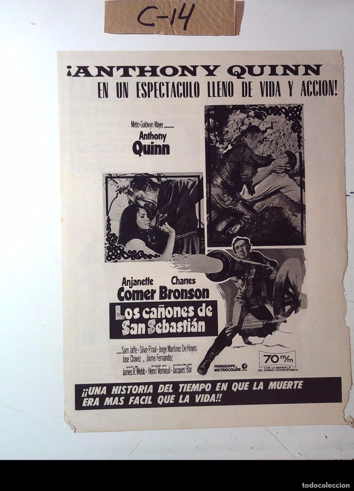 Cine: LOS CA&Ntilde;ONES DE SAN SEBASTIAN CHARLES BRONSON ANTHONY QUINN ANJANETTE COMER