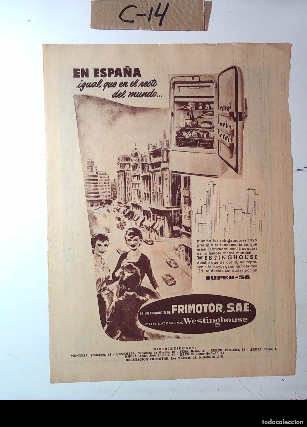 Cine: WESTINGHOUSE WHITE ELECTRODOMESTICOS ANUNCIO PUBLICIDAD FRIMOTOR