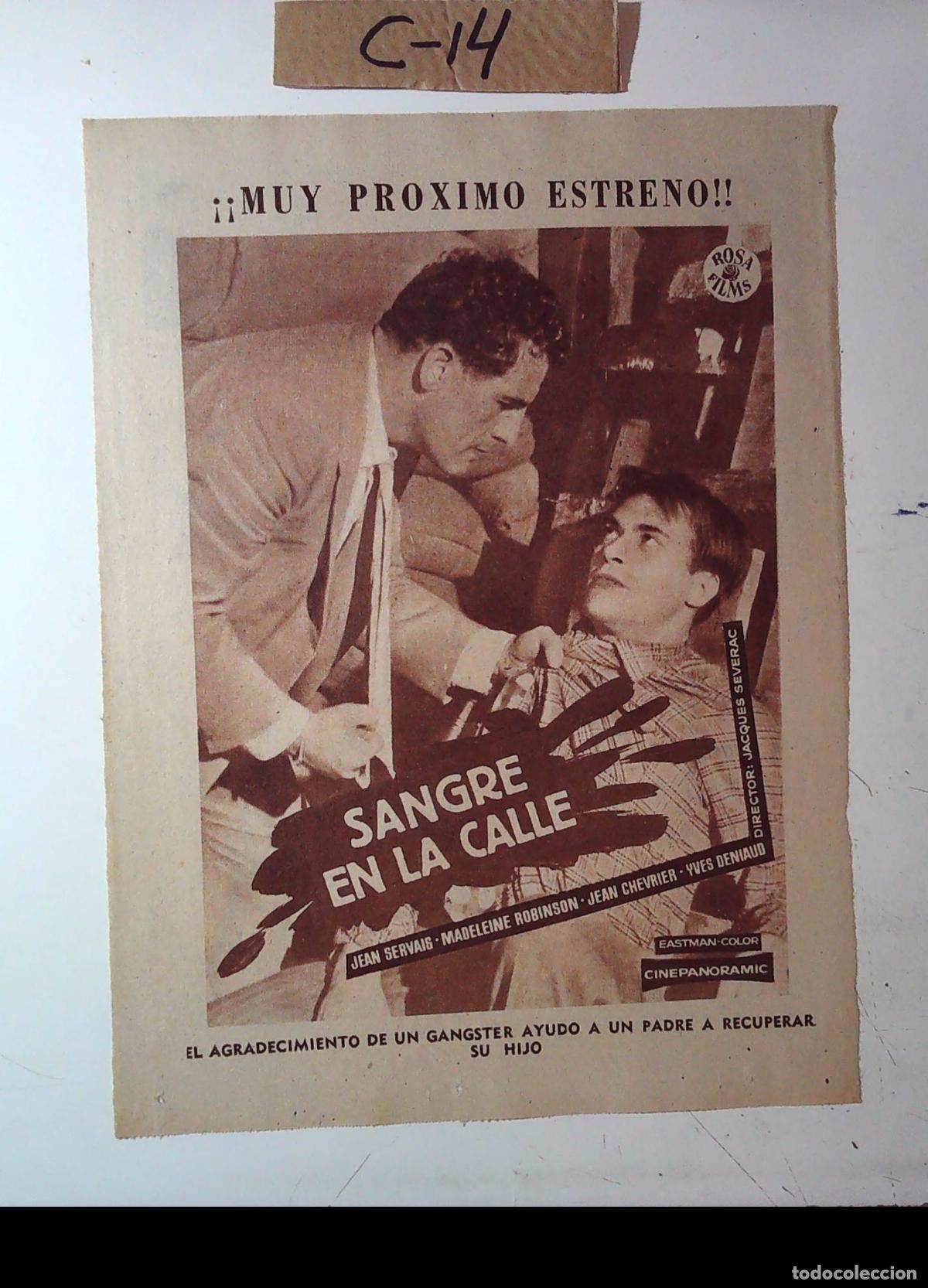 Cine: SANGRE EN LA CALLE JEAN SERVAIG MADELEINE ROBINSON CHEVRIER YVES DENIAUD JACQUES SEVERAC