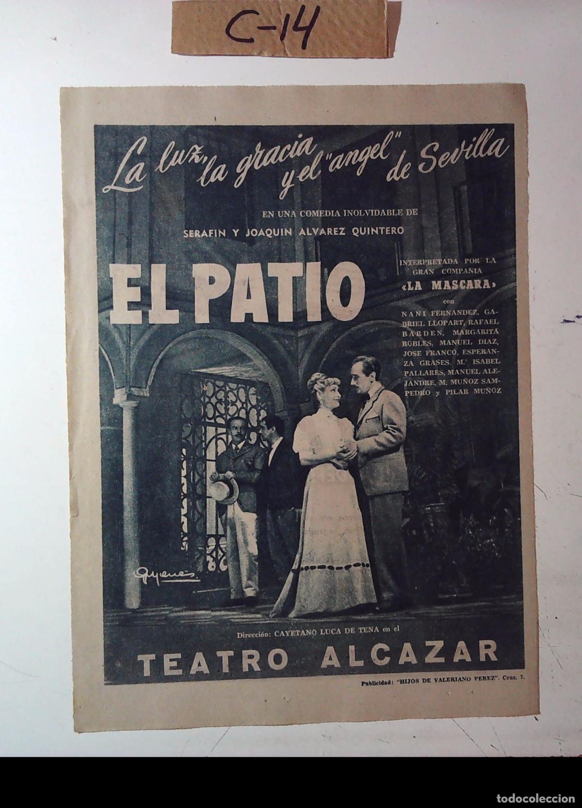 Cine: TEATRO ALCAZAR EL PARIO RAFAEL BARDEN MARGARITA ROBLES PILAR MU&Ntilde;OZ SAMPEDRO NANI FERNANDEZ GABRIEL L