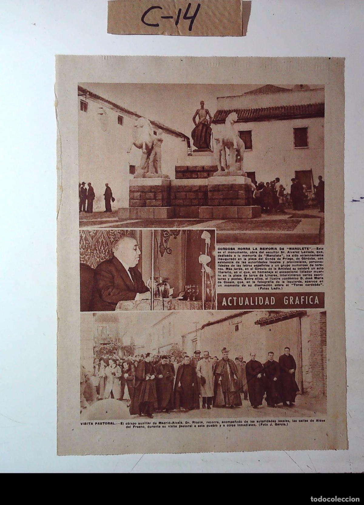 Cine: INAGURACION DEL MONUMENTO A MANOLETE EN CORDOBA