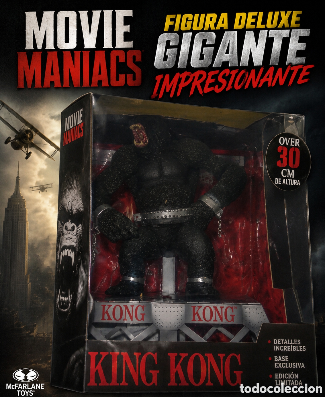 Cine: KING KONG McFarlane Toys Movie Maniacs &ndash; Figura Deluxe Gigante ORIGINAL NUEVA &ndash; Nunca Usada &ndash; Colecc